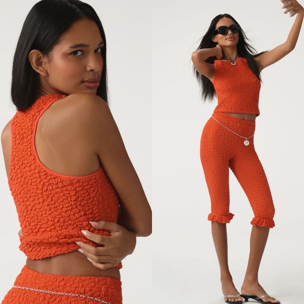 Anthropologie Textured Racerback Tank in Red | Medium | New NwT - Picture 3 of 10